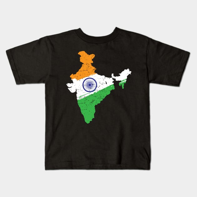 Map of India in Tricolor with Ashoka Chakra Desi Indian Kids T-Shirt by alltheprints